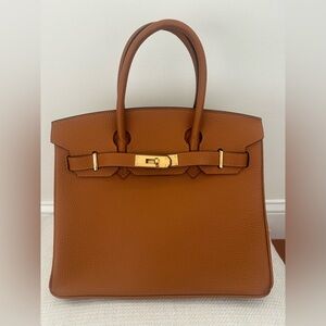Elegant Gold Birkin 30 Dupe Leather Handbag